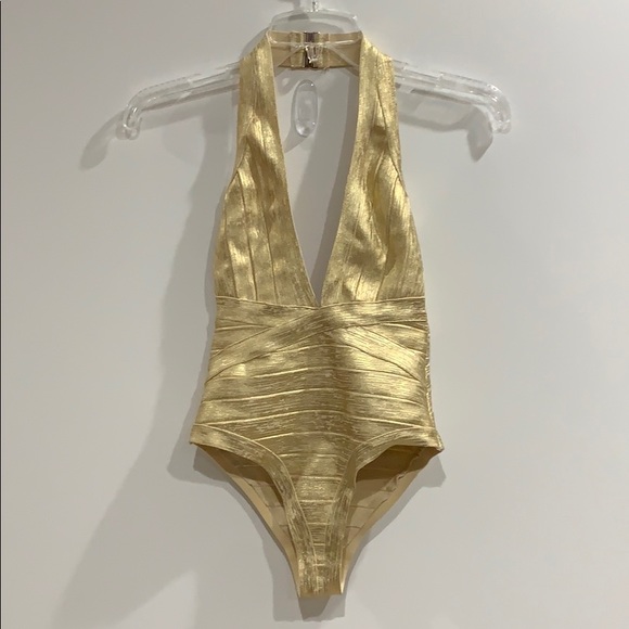 ‼️SOLD‼️Missguided Metallic Gold Bandage Swimsuit - Picture 4 of 11